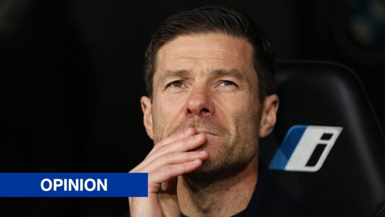 Xabi Alonso, Head Coach of Real Madrid, looks on