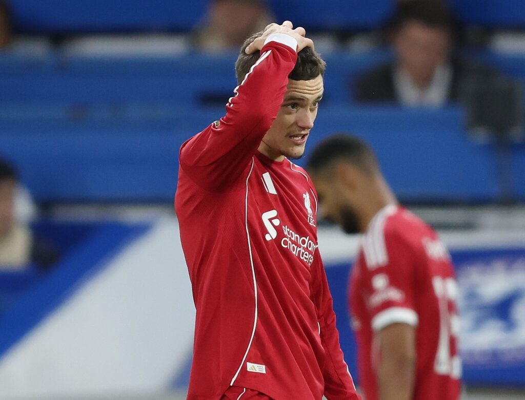 Florian Wirtz of Liverpool looks dejected