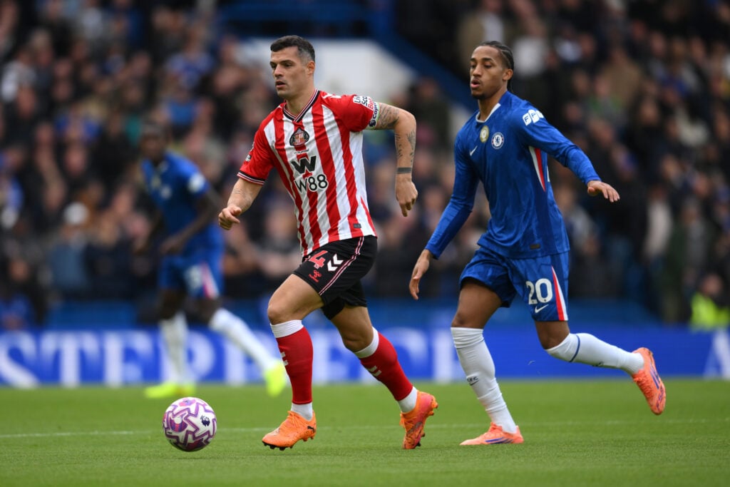 Granit Xhaka of Sunderland runs with the ball