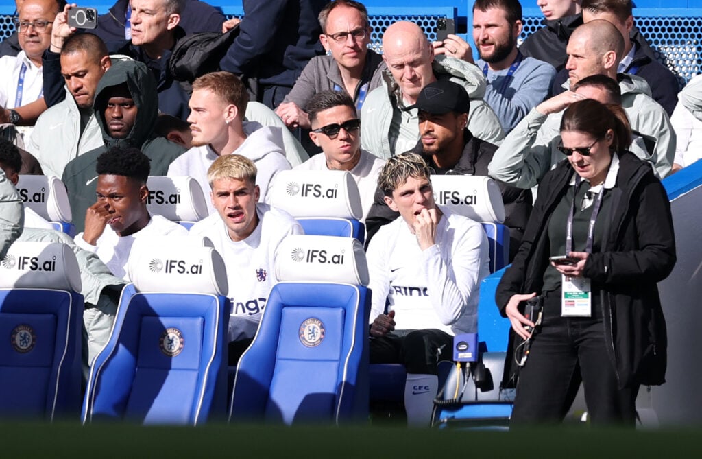 Enzo Fernandez of Chelsea looks on