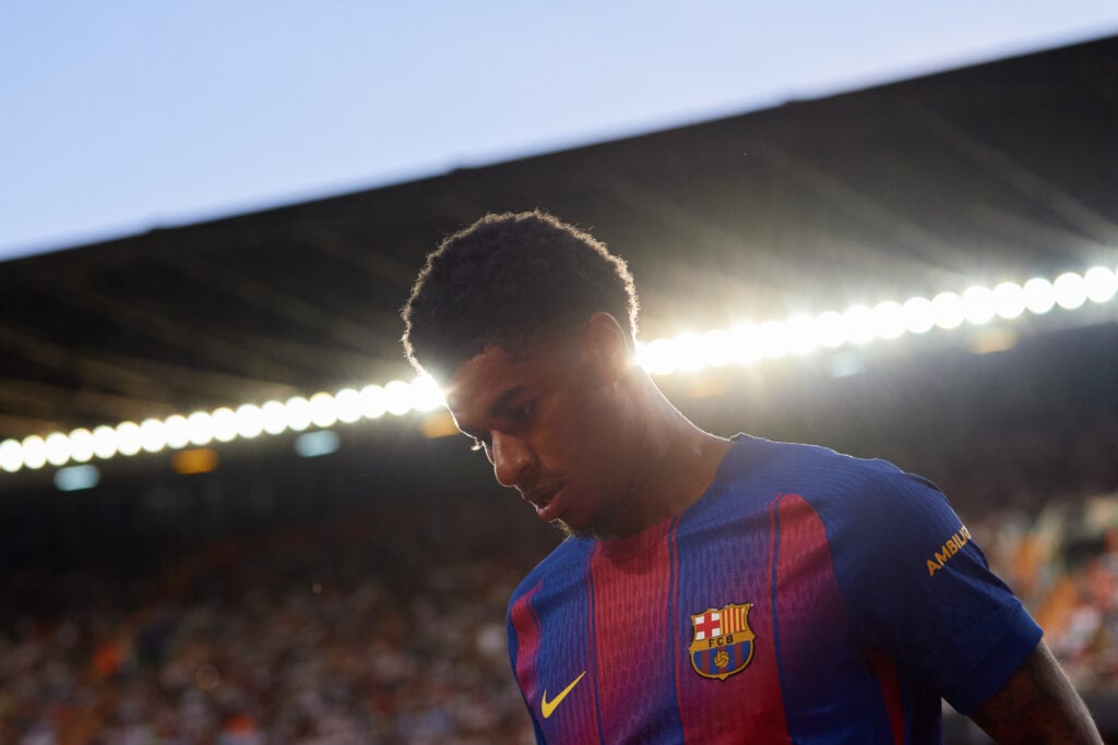 Marcus Rashford of FC Barcelona looks on