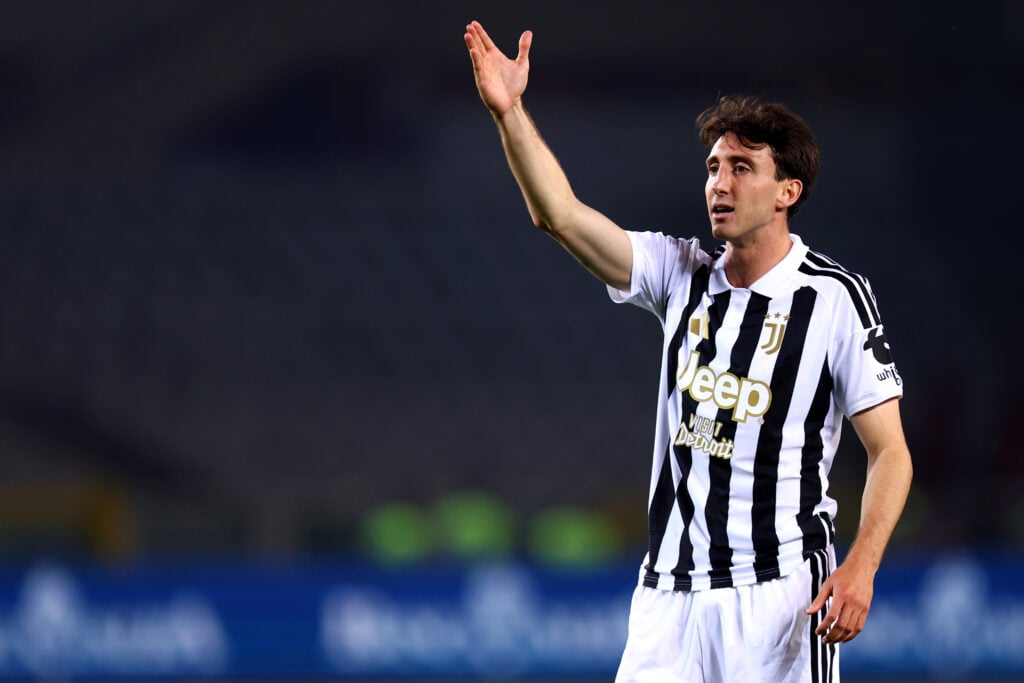 Andrea Cambiaso of Juventus Fc gestures during the Serie A