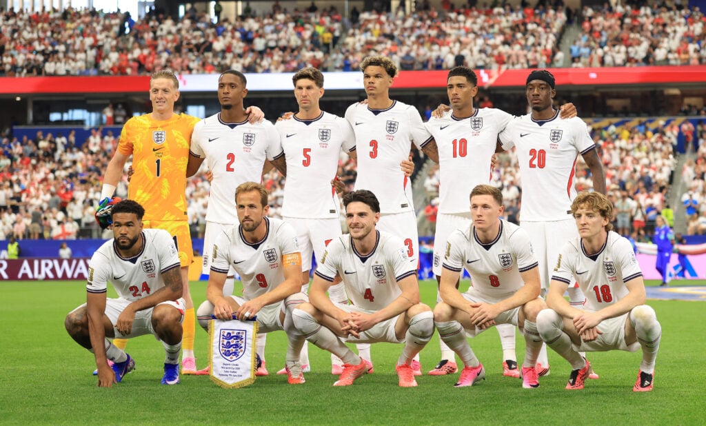 England players pose