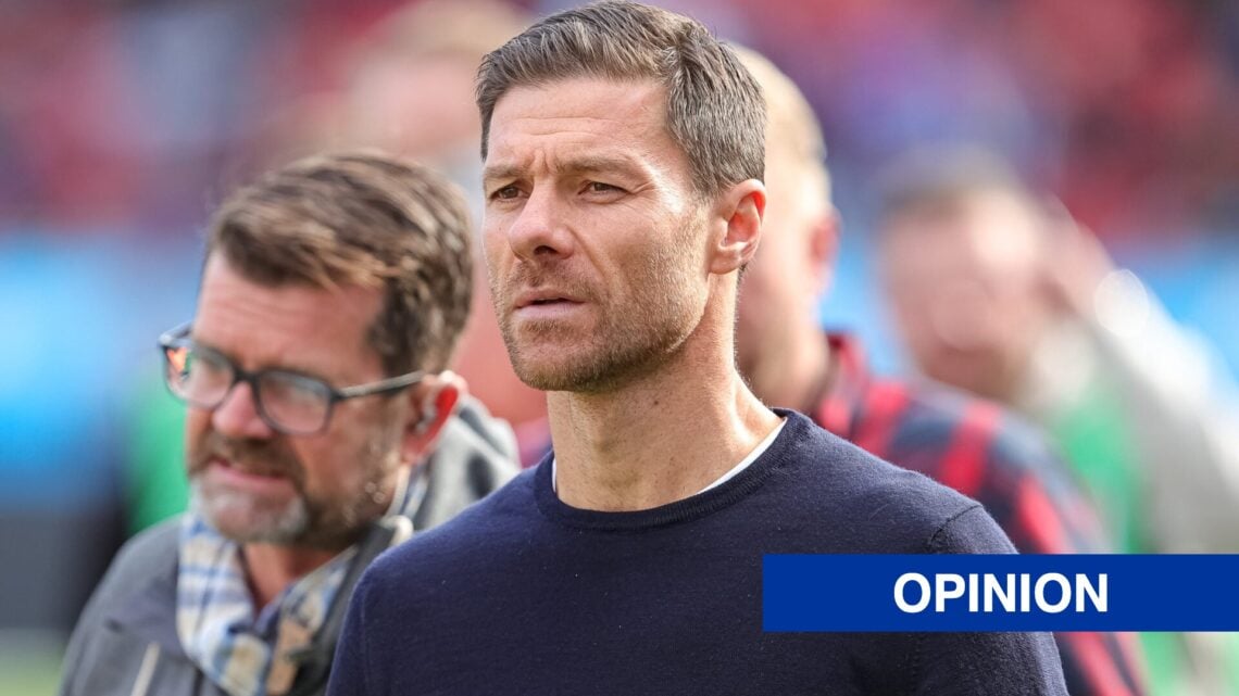 Head coach Xabi Alonso of Bayer 04 Leverkusen looks on