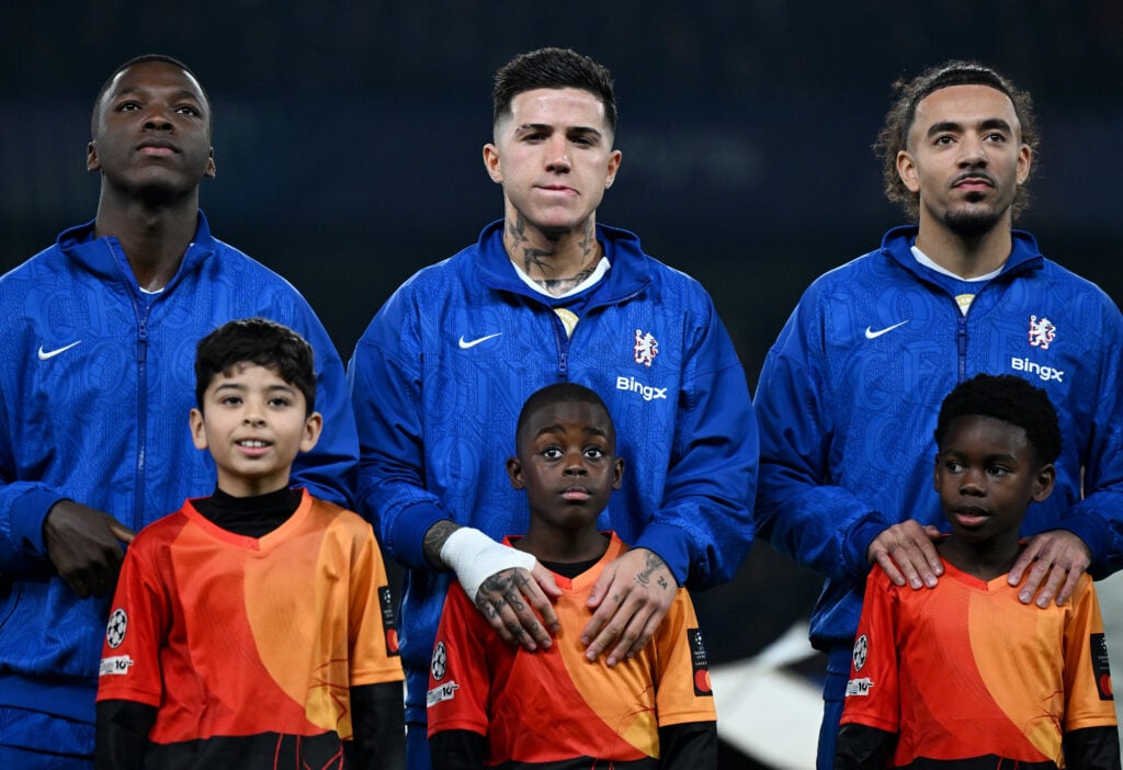 Moises Caicedo, Enzo Fernandez and Malo Gusto of Chelsea