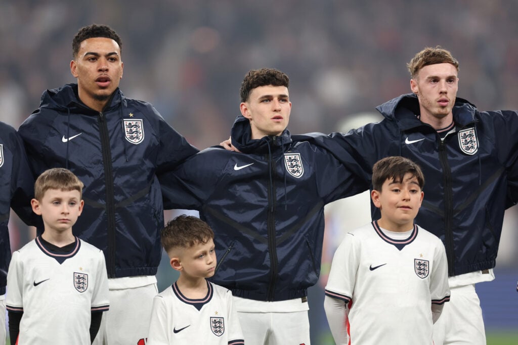 Morgan Rogers, Phil Foden and Cole Palmer of England