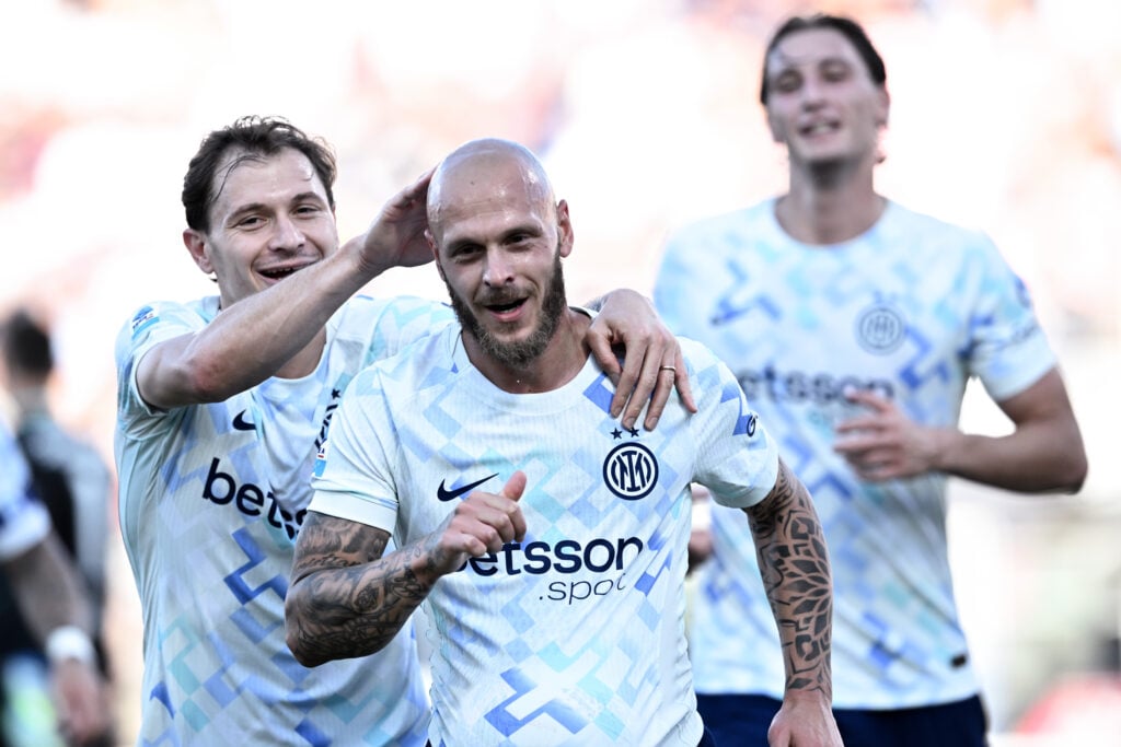 Federico Dimarco of Inter celebrates