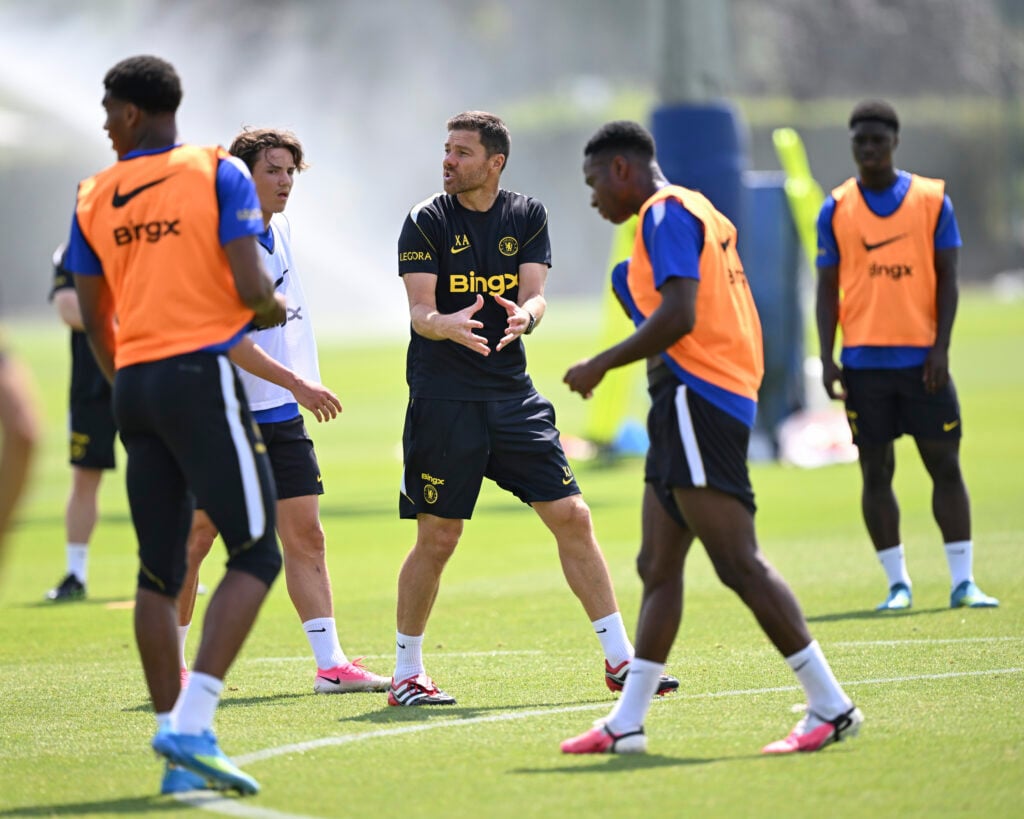 Manager Xabi Alonso of Chelsea during a training session