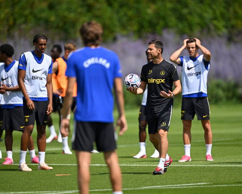 Manager Xabi Alonso of Chelsea during a training session