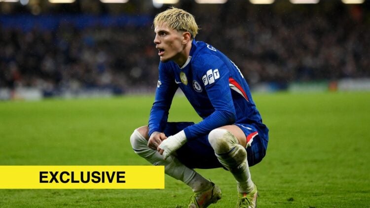 Alejandro Garnacho of Chelsea crouches