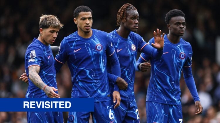 Enzo Fernandez, Levi Colwill, Trevoh Chalobah and Tyrique George of Chelsea