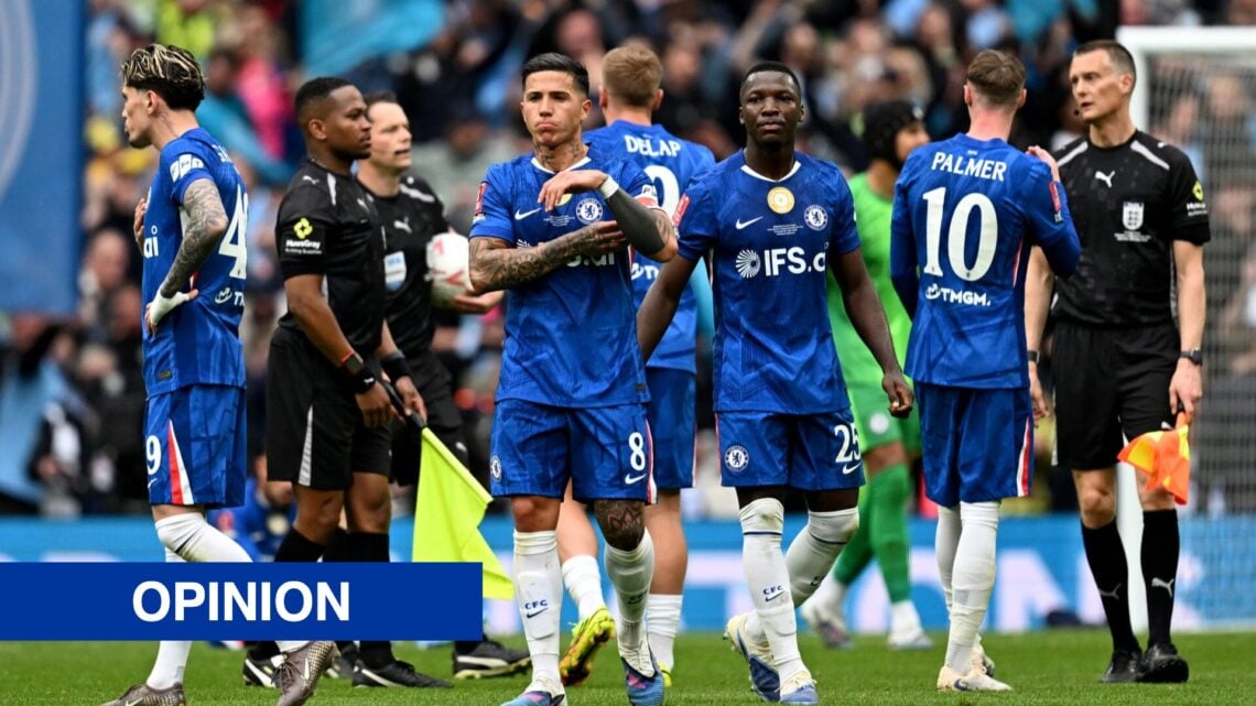 Enzo Fernandez (L) and Moises Caicedo of Chelsea (R) look dejected